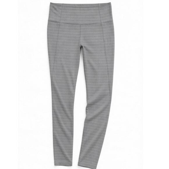 Athleta Pants - Athleta Salutation Leggings Gray Stripe High Rise 7/8 Powervita Size M